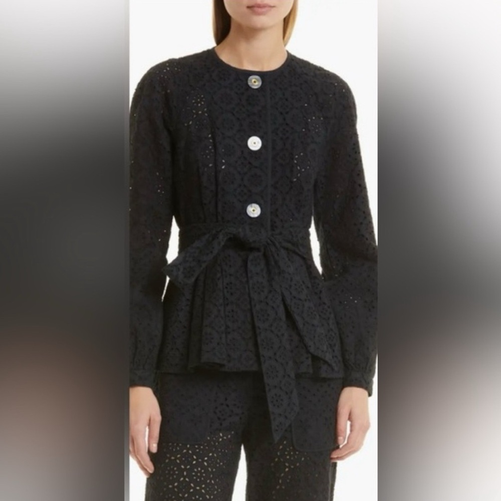 Veronica Beard Kapnos Eyelet Jacket - Black Size 2 - Picture 4 of 15